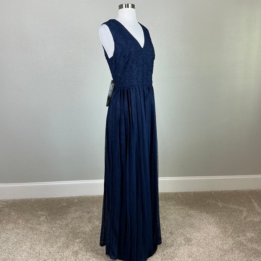 JS Collections Lace and Chiffon Sleeveless Long Evening Gown Blue Size 12 Dress - Picture 3 of 13